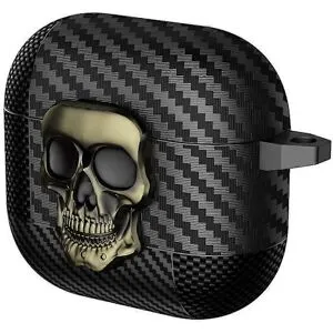 TryggHandla Kompatibel med EARPods 4 Skyddsfodral Skalldesign Snäppbrytare TPU+Metall Hörlursskydd med Karbinhake-Grå-lingling}