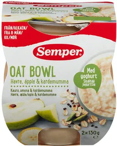 Oat Bowl med Havre, Eple & Kardemomme Fra 8 mnd, 2x130gr, 260 g