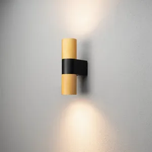 Konstsmide Temi Vägglampa upp/ned LED GU10 Svart/guld med Klart glas