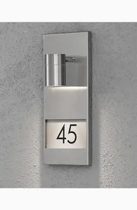 Konstsmide Modena vägglykta med husnummer 7655-000 Rostfri