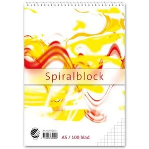 Non brand Spiralblock A5 60g 100 blad rutat