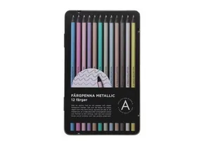 Färgpenna Black Wood 12 metallicfärger