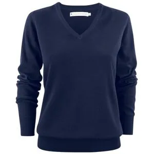 JAMES HARVEST Finstickad tröja v-ring dam navy XS