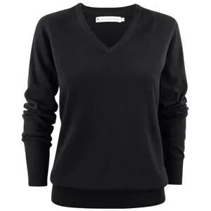 JAMES HARVEST Finstickad tröja v-ring dam svart 2XL