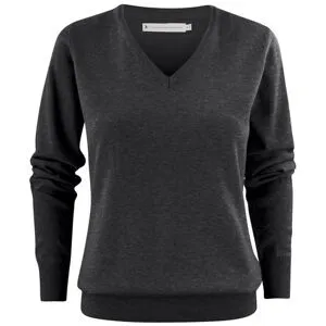 JAMES HARVEST Finstickad tröja v-ring dam mörkgrå M