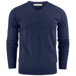 JAMES HARVEST Finstickad tröja v-ringad blå L