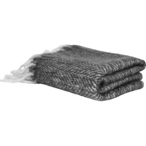 Strömshaga Ullpläd Grå M. Ljusa Fransar