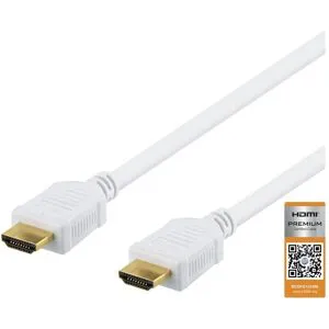 Deltaco HDMI-kabel, A-A-kontakt, 0,5 m, vit