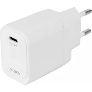 Deltaco 20w Usb-C Väggladdare - Vit