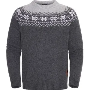 Gridarmor Men's Snøkrystall Round Neck Ullgenser Dark Grey/Light Grey/White Dk. Grey/Lt. Grey/White M