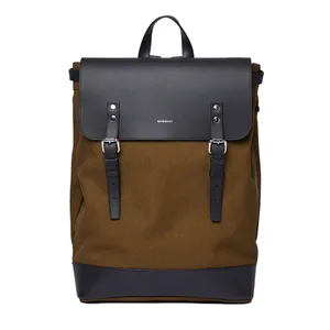 Sandqvist Hege ryggsäck av läder &amp; ekologisk bomull - Olive