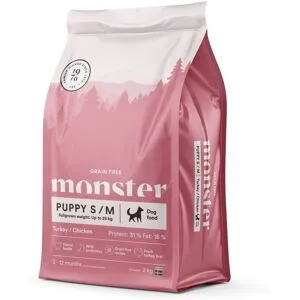 Monster Pet Food Monster Dog Puppy Small & Medium Grain Free Turkey & Chicken 2 kg