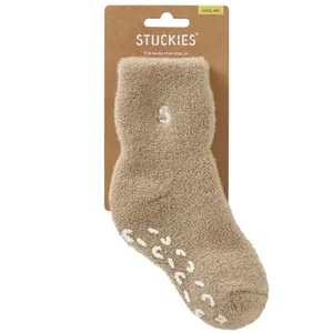 STUCKIES Teddy Strumpor i Ullmix (Anti-slip) Pebble 1 -pack Large 3-4 år