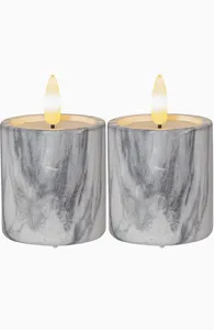 Star Trading LED Blockljus 2-pack Flamme Marble 9cm