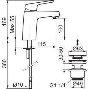FM Mattsson Siljan 83535000 Tvättställsblandare Med Push Down-Ventil, Badrum