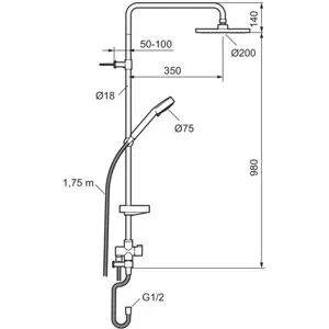 FM Mattsson 9000e Flexi Takduschset Ø 200 Mm, Badrum