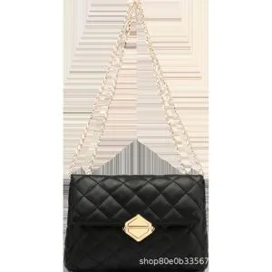 Wucifang Bags Väska Dam Koreansk Romb Kedjeväska Dam Axelremsväska Crossbody svart