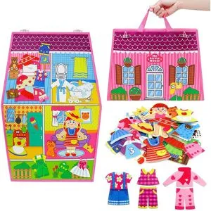 Kidsly Klä Upp Huset Filt Berättarbräda Förskola Montessori Tidig Inlärning Interaktiv Lek-Kit för Småbarn Barn