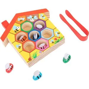 Kidsly Trä Bihus, Kläm Bi till Kupa Matchningsspel, Montessori Färgsorteringspussel, Finmotorisk Färdighetsleksak, Tidig Pedagogisk Gåva