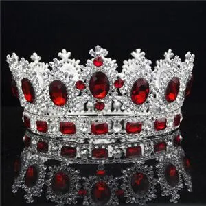Wucifang Jewelry Barock Stor Tiara Krona Strass Kristall Stor Diadem Brud Bröllop Hårsmycken Tiaror och Kronor Huvudsmycke Hårprydnader