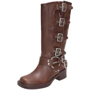 Wucifang Shoes Damskor  Mode Bältesspänne Damstövlar Nya Metalldekoration Moderna Stövlar Dam  Rea Nitar Knähöga Stövlar 40 brun