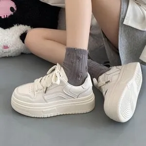 BEYIII2 Vita damskor Nya sommaren Fritidsskor med andasfunktion Allmatchande damskor med höjd botten plattformsskor 40 vit