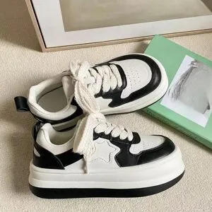 BEYIII2 Design Sense Nisch Original Skor Dam Vår och Höst Nya Vita Skor Matchande Sportplattform Wave Bread Skor 40 svart