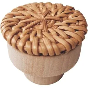 ATELA 6 Boho rottingknoppar för byrå, lådor, skåp; Handgjorda Boho flätat vävda dekorativa drag för heminredning trämöbler (karamell)