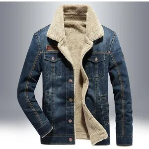 CHIC STUDIO Jeansjacka för män Höst och Vinter Ny Stil Ungdom Stor Storlek Casual Topp Vinter Sammet Förtjockad Jacka för Män 5XL