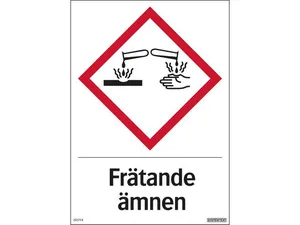 Skylt Frätande ämnen 210x297mm