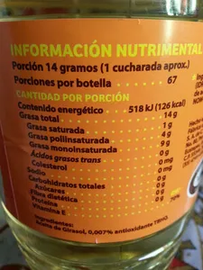 Aceite Vegetal Comestible 1-2-3