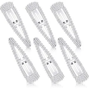 ATELA 6 delar strass hårklämmor 3 tums hårspänne för brud