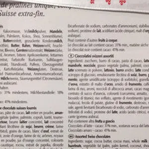 Assortiment de bonbons de chocolats suisses fourrés