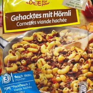 Cornettes et viande hachée