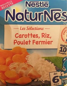 Plats bébé 6 mois, carottes riz poulet Naturnes