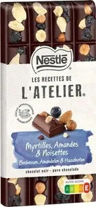 NESTLE L'ATELIER Tablette Chocolat noir myrtilles amandes - 170g