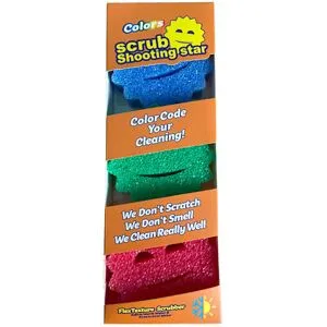 ATELA Scrub Daddy Scrub shooting star blandade 3-pack, dubbelsidig skrubbsvamp, alternativ till skurar som inte repar, rengöringssvampar för diskning
