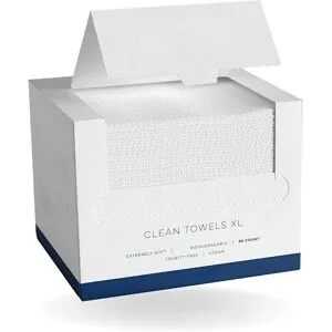 ATELA Clean Towels XL, 100%  Biobased Face Towel, ansiktsservett för engångsbruk, torra våtservetter för sminkborttagning, ultramjuka, 50 st/pack