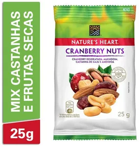Mix De Frutas E Sementes Cranberry Nuts Natures Heart Pacote 25g