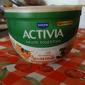 Leite Fermentado Integral Amaranto Mamão Activia Café Da Manhã Pote 170g