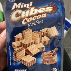 Mini cube cacao wafers