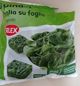 Spinaci foglia su foglia surgelati