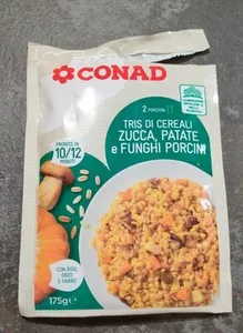 Tris di cereali con zucca patate e funghi porcini