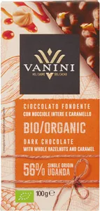 Cioccolato fondente con nocciole intere e caramello