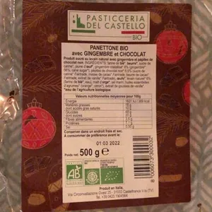 Panettone bio avec gingembre et chocolat