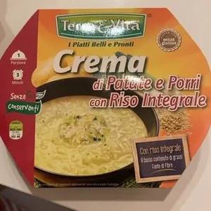 Crema di patate e porri con riso integrale
