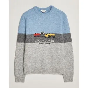 Jacob Cohën Embroidery Knitted Milano-Cortina Crew Neck Grey/Blue