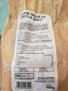 Brioche tranchée aux pépites de chocolat