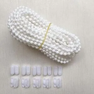 10 Meter Rullgardinskedja med 10 Kopplingar, Snöre för Vertikala Persienner, Rullgardiner, Reservdelar, (Vit)