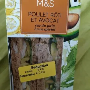 Poulet rôti et avocat
